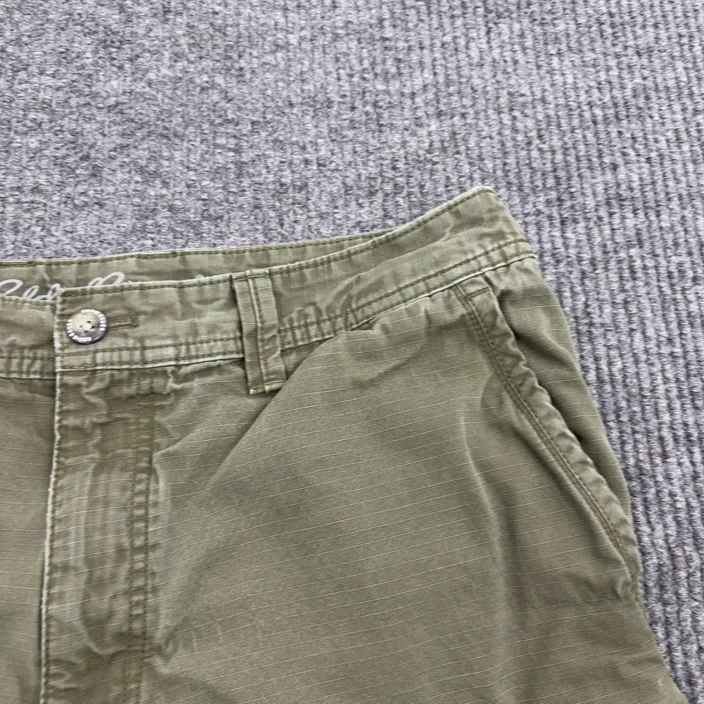 Eddie Bauer Cargo Shorts Mens 34 Green Cotton Ripstop Multi Pocket Gorpcore Hike
